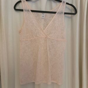 Light Pink Sheer Lace V-Neck